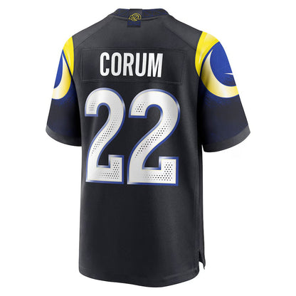 LA.Rams #22 Blake Corum 2025 Rivalries Collection Game Jersey-CustomName - Midnight Blue Stitched American Football Jersey-CustomName