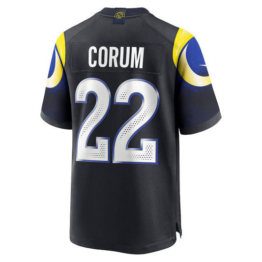 LA.Rams #22 Blake Corum 2025 Rivalries Collection Game Jersey-CustomName - Midnight Blue Stitched American Football Jersey-CustomName