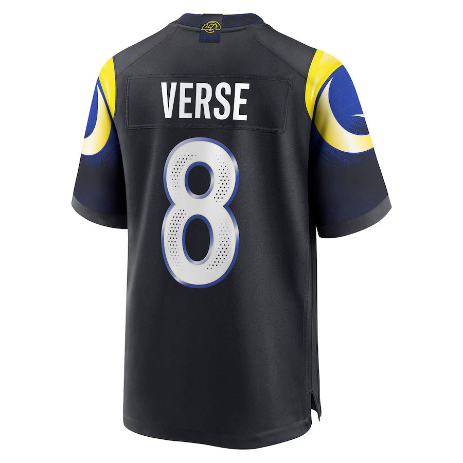 LA.Rams #8 Jared Verse 2025 Rivalries Collection Game Jersey-CustomName - Midnight Blue Stitched American Football Jersey-CustomName