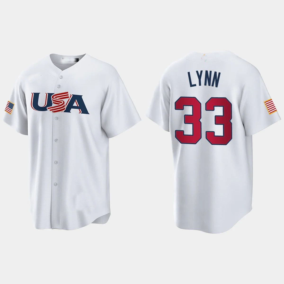 #33 LANCE LYNN CHICAGO WHITE SOX 2023 WORLD BASEBALL CLASSIC USA REPLICA JERSEY ?¡ìC WHITE Stitches Baseball Jerseys