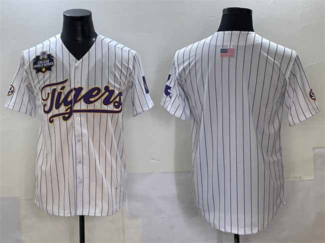 L.Tigers Blank White Pinstripe 2025 World Series Stitched Baseball American College Jerseys