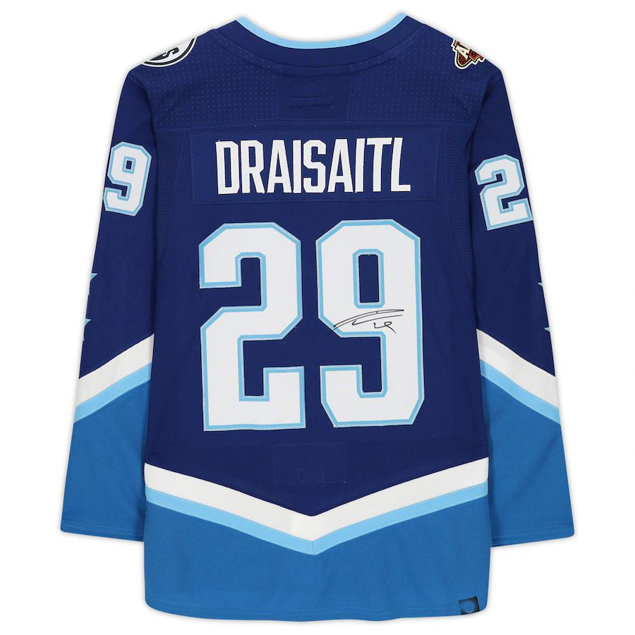 E.Oilers #29 Leon Draisaitl Fanatics Authentic Autographed 2022 All-Star Game Blue Stitched American Hockey Jerseys CustomName