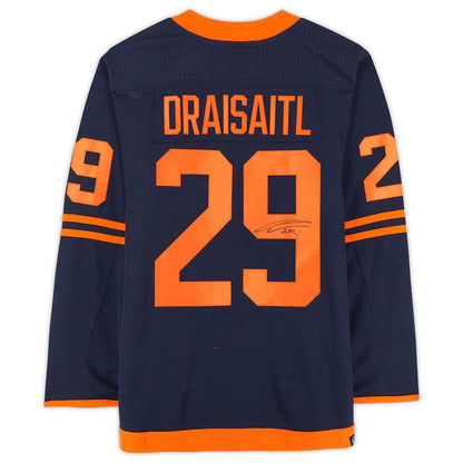 E.Oilers #29 Leon Draisaitl Fanatics Authentic Autographed Navy Alternate Jersey Stitched American Hockey Jerseys CustomName
