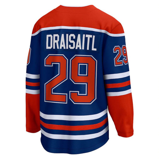 E.Oilers #29 Leon Draisaitl Fanatics Branded Home Premier Breakaway Player Jersey Royal Stitched American Hockey Jerseys CustomName