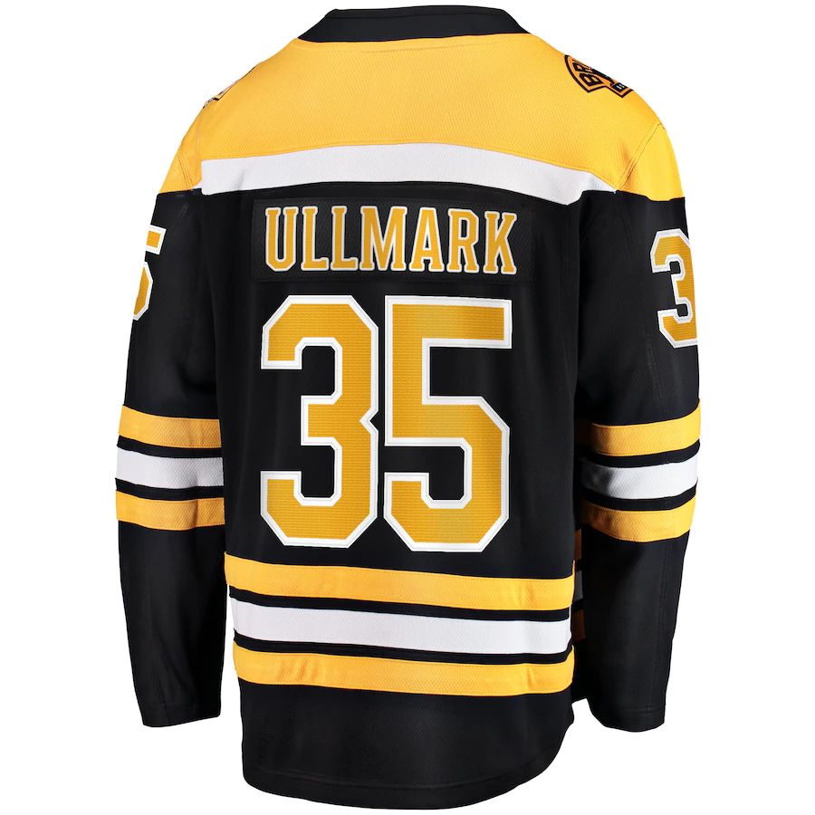 B.Bruins #35 Linus Ullmark Boston Branded Home Breakaway Player Jersey Black Stitched American Hockey Jerseys CustomName