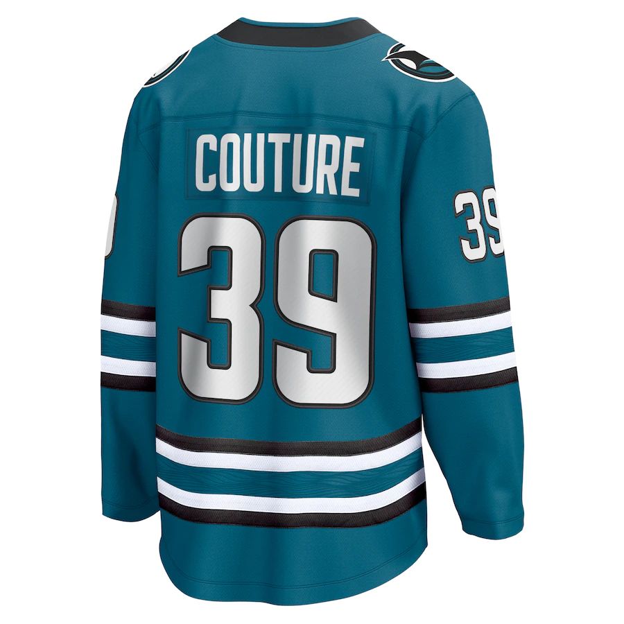SJ.Sharks #39 Logan Couture Fanatics Branded Home Premier Breakaway Player Jersey Teal Stitched American Hockey Jerseys CustomName