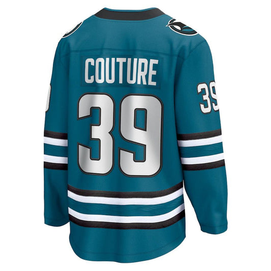 SJ.Sharks #39 Logan Couture Fanatics Branded Home Premier Breakaway Player Jersey Teal Stitched American Hockey Jerseys CustomName