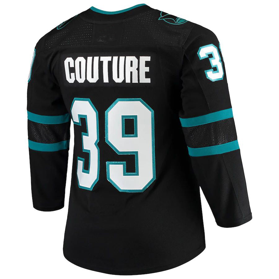 SJ.Sharks #39 Logan Couture Alternate Authentic Player Jersey Black Stitched American Hockey Jerseys CustomName