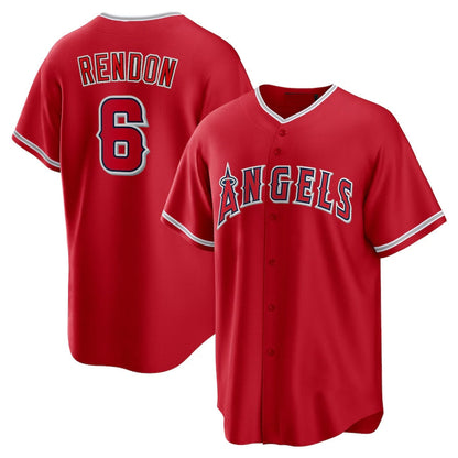 Los Angeles Angels #6 Anthony Rendon Alternate Replica Player Name Jersey - Red Stitched Baseball Jersey