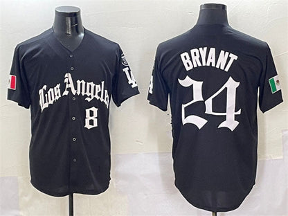 Los Angeles Dodgers Front #8 Back #24 Kobe Bryant Black Mexico 2025 LA Gothic Style With Fernando Patch Vapor Premier Limited Stitched Baseball Jersey