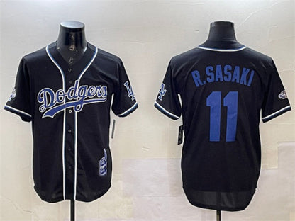 Los Angeles Dodgers #11 Roki Sasaki Black 2024 World Series Champions Limited Stitched Baseball Jersey