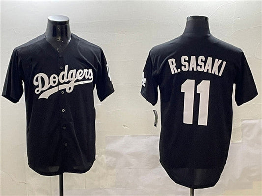 Los Angeles Dodgers #11 Roki Sasaki Black Cool Base Stitched Baseball Jersey