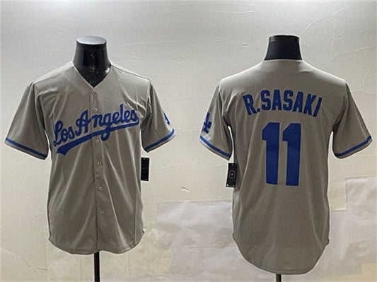Los Angeles Dodgers #11 Roki Sasaki Gray Cool Base Stitched Baseball Jersey