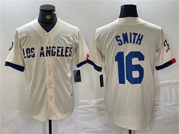 Los Angeles Dodgers #16 Will Smith Cream Stitched Baseball Jersey