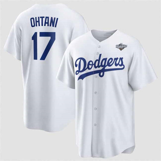 Los Angeles Dodgers #17 Shohei Ohtani White 2025 World Series Home Cool Base Stitched Baseball Jersey