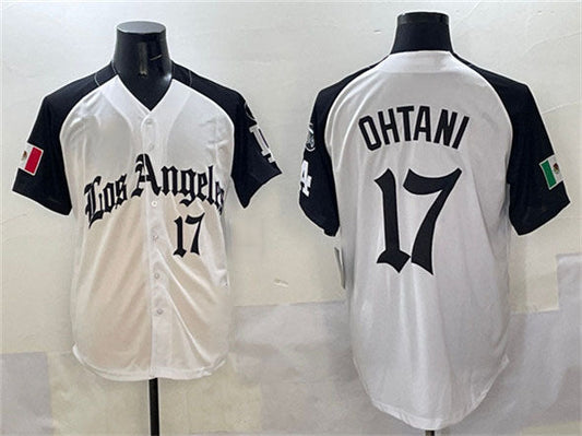 Los Angeles Dodgers #17 Shohei Ohtani White Black Mexico 2025 LA Gothic Style With Fernando Patch Vapor Premier Limited Stitched Baseball Jersey