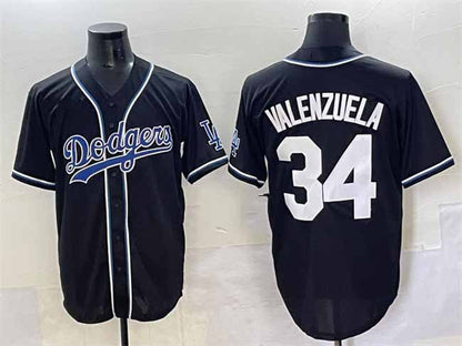 Los Angeles Dodgers #34 Fernando Valenzuela Black Fashion Stitched Baseball Jersey