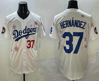 Los Angeles Dodgers #37 Teoscar Hernandez White 2025 Tokyo Series Limited Stitched Baseball Jersey