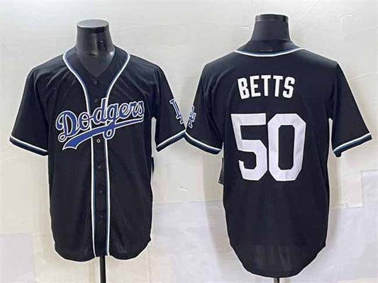 Los Angeles Dodgers #50 Mookie Betts Black Fashion Stitched Baseball Jersey