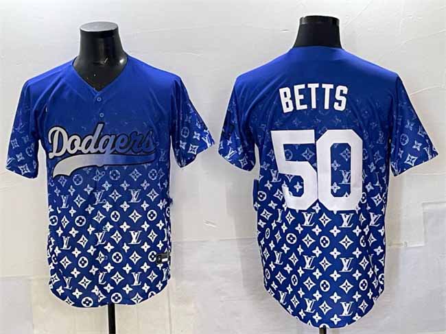 Los Angeles Dodgers #50 Mookie Betts Blue Limited Stitched Baseball Jersey