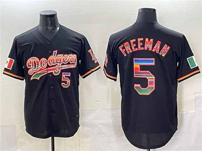 Los Angeles Dodgers #5 Freddie Freeman Black Mexico Cool Base Stitched Baseball Jersey