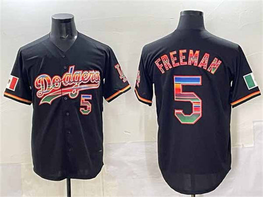 Los Angeles Dodgers #5 Freddie Freeman Black Mexico Cool Base Stitched Baseball Jersey