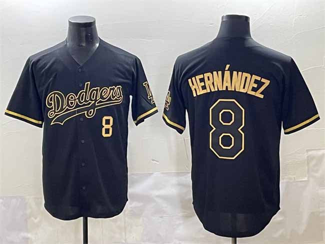 Los Angeles Dodgers #8 Enrique Hern¨¢ndez Black Gold Limited Stitched Baseball Jerseys