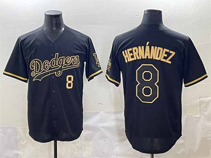 Los Angeles Dodgers #8 Enrique Hern¨¢ndez Black Gold Limited Stitched Baseball Jerseys