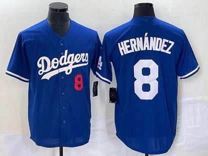Los Angeles Dodgers #8 Enrique Hern¨¢ndez Blue Flex Base Stitched Baseball Jersey