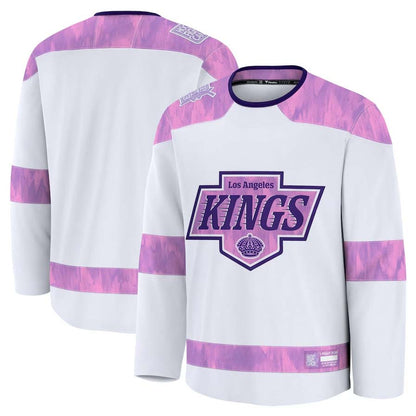 L.Angeles Kings Fanatics 2024 Hockey Fights Cancer Practice Jersey - White Stitched American Hockey Jerseys CustomName