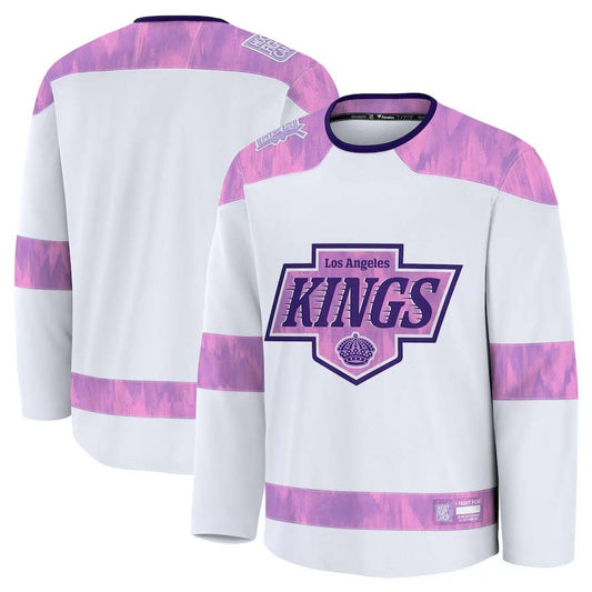 L.Angeles Kings Fanatics 2024 Hockey Fights Cancer Practice Jersey - White Stitched American Hockey Jerseys CustomName
