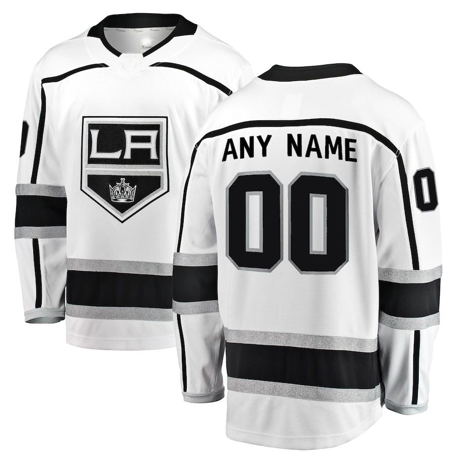Custom LA.Kings Fanatics Branded Away Breakaway Jersey White Stitched American Hockey Jerseys CustomName