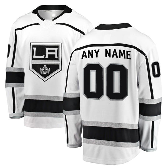 Custom LA.Kings Fanatics Branded Away Breakaway Jersey White Stitched American Hockey Jerseys CustomName