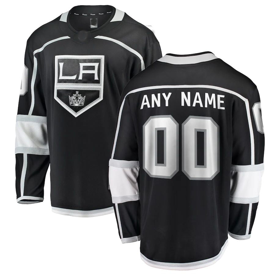 Custom LA.Kings Fanatics Branded Home Breakaway Black Stitched American Hockey Jerseys CustomName