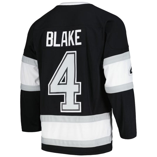 LA.Kings #4 Rob Blake Mitchell & Ness 1992-93 Blue Line Player Jersey - Black Stitched American Hockey Jerseys CustomName