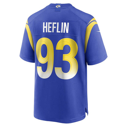 LA.Rams #93 Jack Heflin Royal Team Game Stitched American Football Jerseys