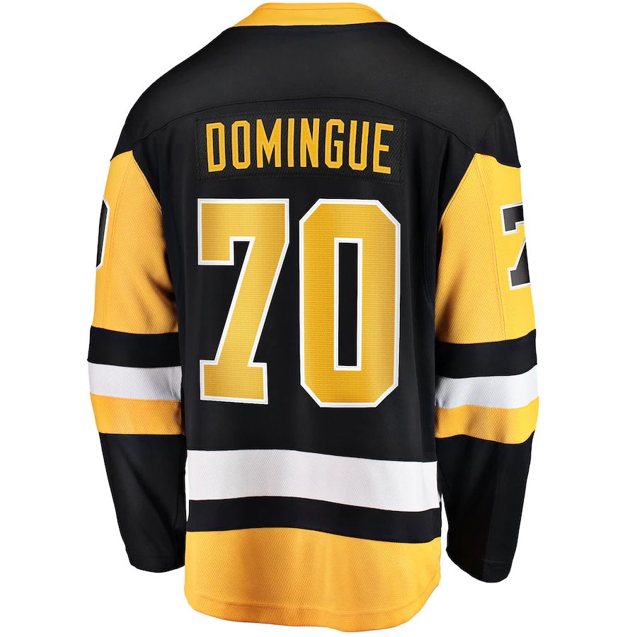 P.Penguins #70 Louis Domingue Fanatics Branded Home Breakaway Player Jersey  Black Stitched American Hockey Jerseys CustomName