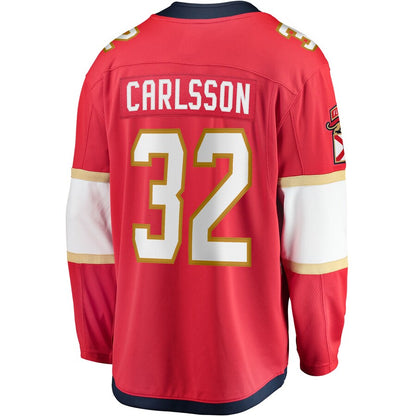 F.Panthers #32 Lucas Carlsson Fanatics Branded Home Breakaway Player Jersey Red Stitched American Hockey Jerseys CustomName