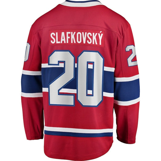M.Canadiens #20 Juraj Slafkovsky Fanatics Home Premier Breakaway Player Jersey - Red Stitched American Hockey Jerseys CustomName