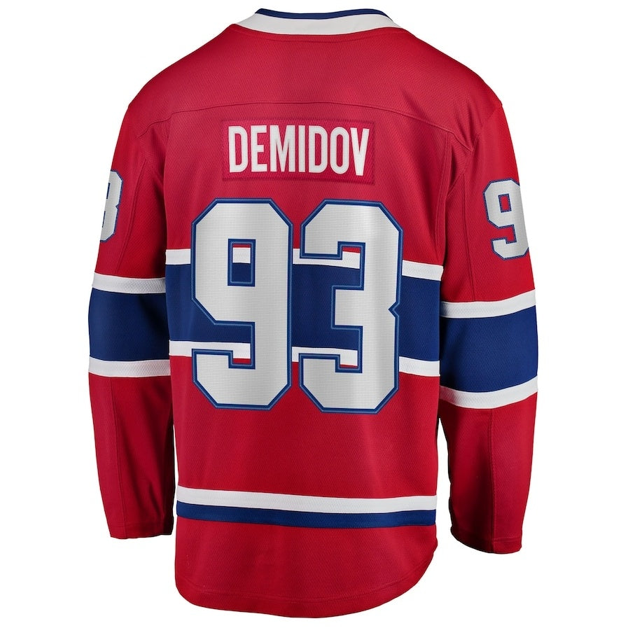 M.Canadiens #93 Ivan Demidov Fanatics Home Breakaway Jersey - Red Stitched American Hockey Jerseys CustomName