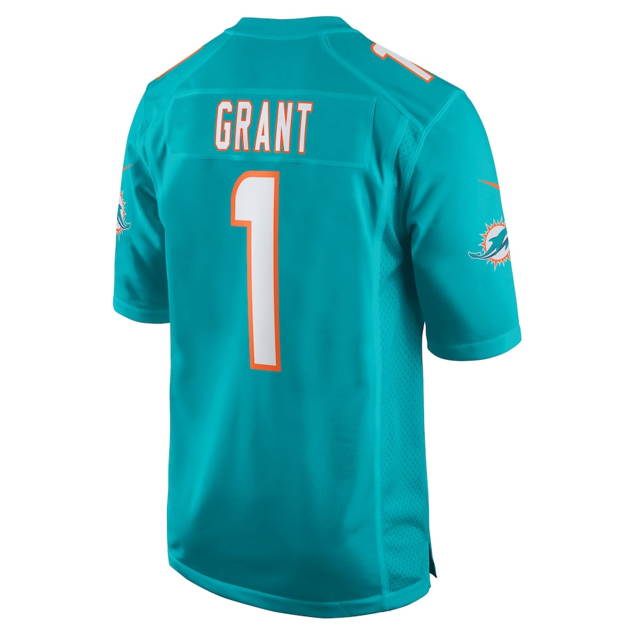 M.Dolphins #1 Kenneth Grant Aqua 2025 Draft First Round Pick Game Stitched American Football Jerseys