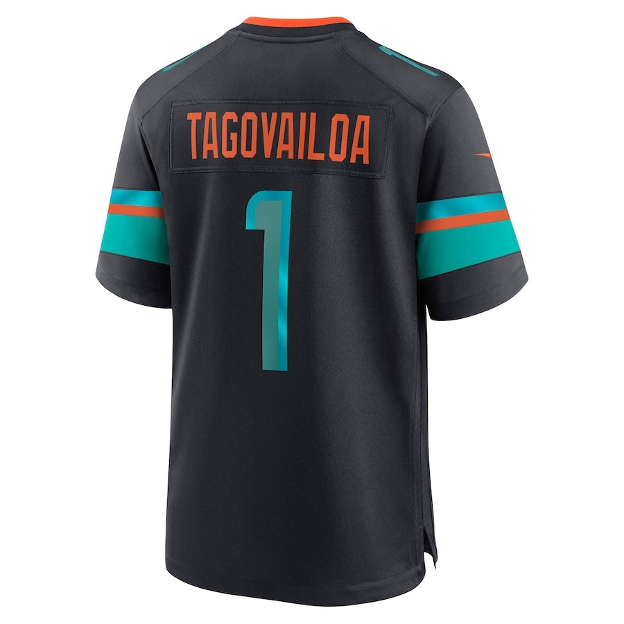 M.Dolphins #1 Tua Tagovailoa 2025 Rivalries Collection Game Jersey-CustomName - Pitch Blue Stitched American Football Jersey-CustomName