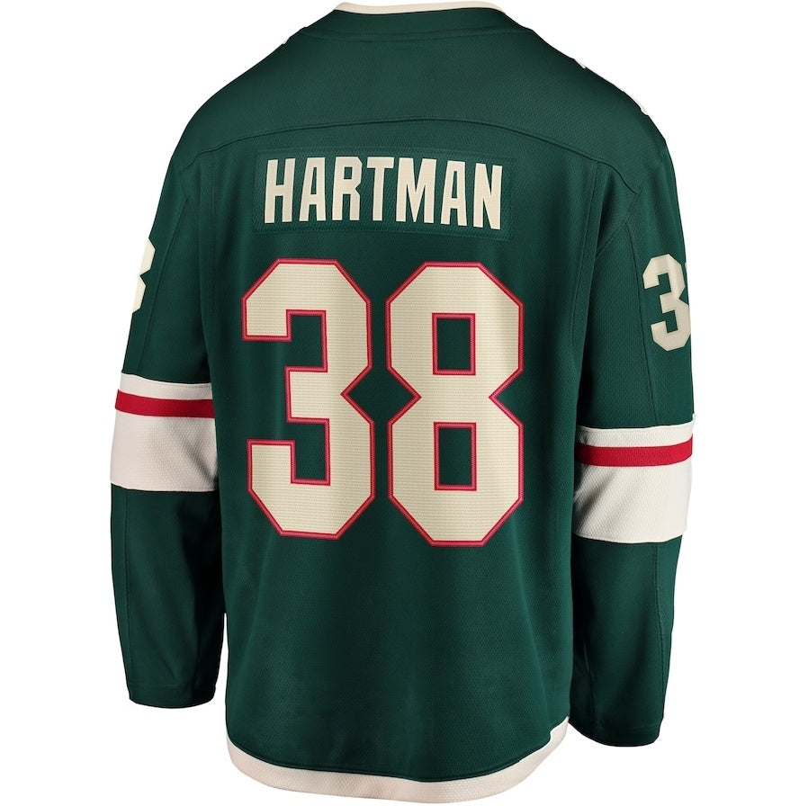 M.Wild #38 Ryan Hartman Fanatics Home Breakaway Player Jersey - Green Stitched American Hockey Jerseys CustomName