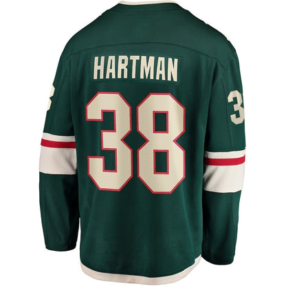 M.Wild #38 Ryan Hartman Fanatics Home Breakaway Player Jersey - Green Stitched American Hockey Jerseys CustomName