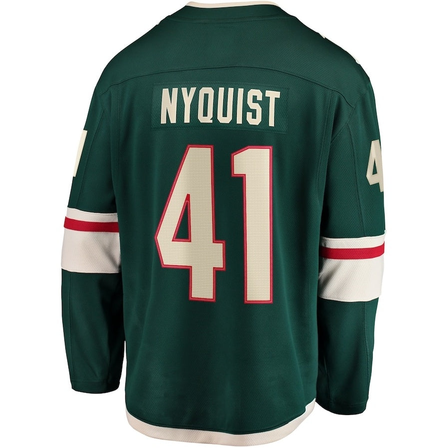 M.Wild #41 Gustav Nyquist Fanatics Home Breakaway Jersey - Green Stitched American Hockey Jerseys CustomName