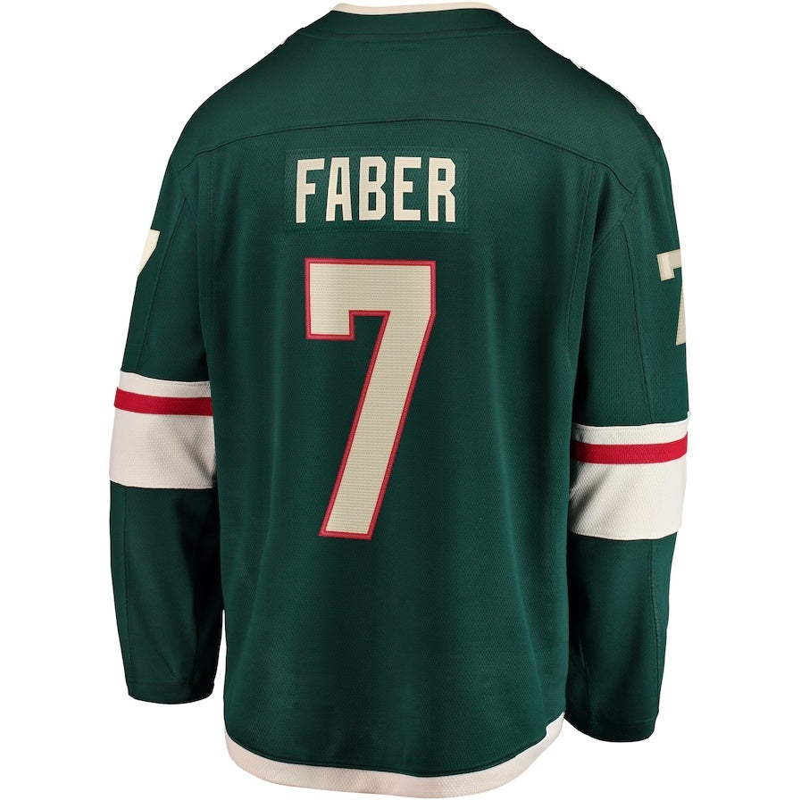 M.Wild #7 Brock Faber Fanatics Home Breakaway Player Jersey - Green Stitched American Hockey Jerseys CustomName