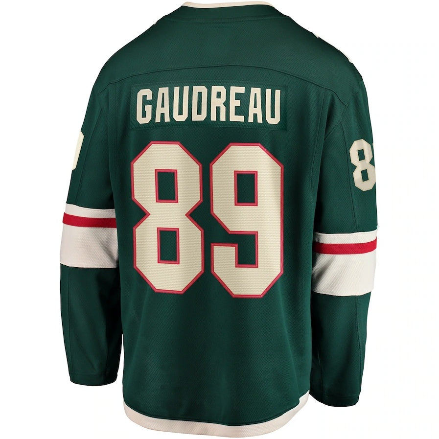 M.Wild #89 Frederick Gaudreau Fanatics Home Breakaway Player Jersey - Green Stitched American Hockey Jerseys CustomName