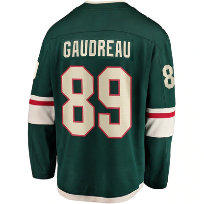 M.Wild #89 Frederick Gaudreau Fanatics Home Breakaway Player Jersey - Green Stitched American Hockey Jerseys CustomName