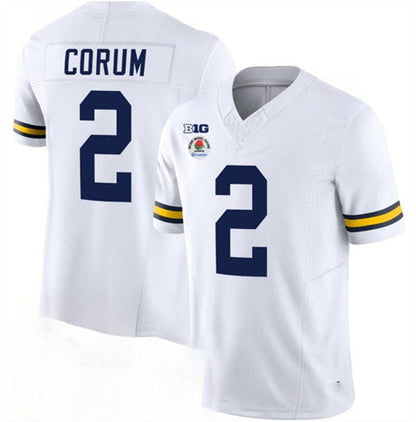 M.Wolverines #2 Blake Corum 2023 F.U.S.E. White Rose Bowl Patch Stitched Jersey College Jerseys