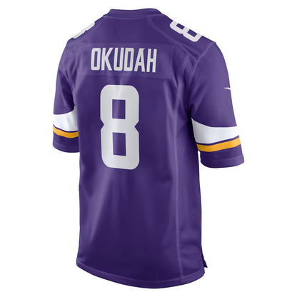 MN.Vikings #8 Jeff Okudah Purple Team Game Stitched American Football Jerseys